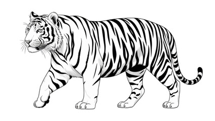 Fototapeta premium Tiger walking through a natural grassy field Vector