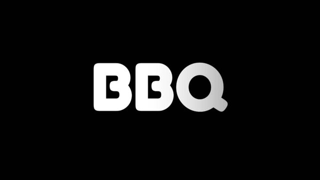 White BBQ animated text on a dark background with bold rounded typography, ideal for barbecue, grilling, and food related concepts.