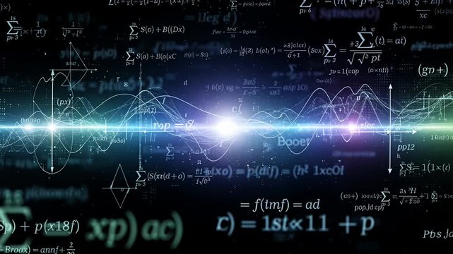 data waves glowing equations science visualization