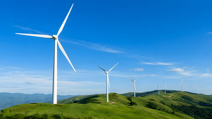 Fototapeta premium Wind turbines on hills