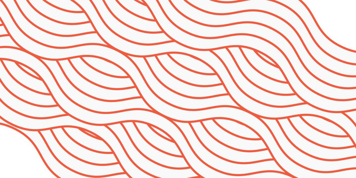 Red and white line pattern abstract background. Diagonal lane zig-zags and waves seamless pattern. Sushi, ramen and fish meat