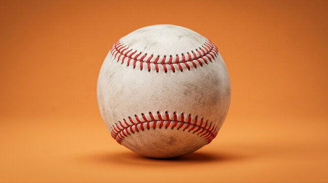 Baseball on orange surface