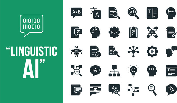 Linguistic AI icons represent advanced computational text analysis.