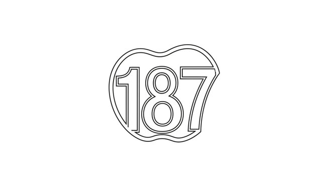 Number 187 Outline Icon, Vintage Style, Retro Graphic Element
