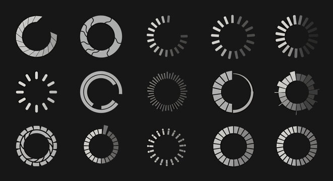 Collection of Circular Loading Spinners in Various Orientations.