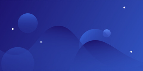 Abstract blue banner bakcground with circle modern geometric shapes. Vector illustration. Eps10 © Rayyan
