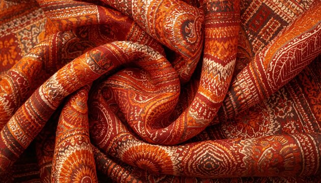 Traditional Maluku Inspired Indonesian Textile with Warm Exotic Woven Pattern