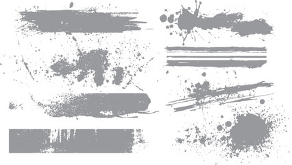 Fototapeta premium Ink splatter set with black grunge paint strokes Abstract graffiti splash collection with messy ink stains
