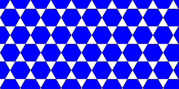 Blue and white hexagonal pattern seamless geometric tiling with equilateral triangles high quality professional detailed modern elegant stylish clean crisp vibrant colorful