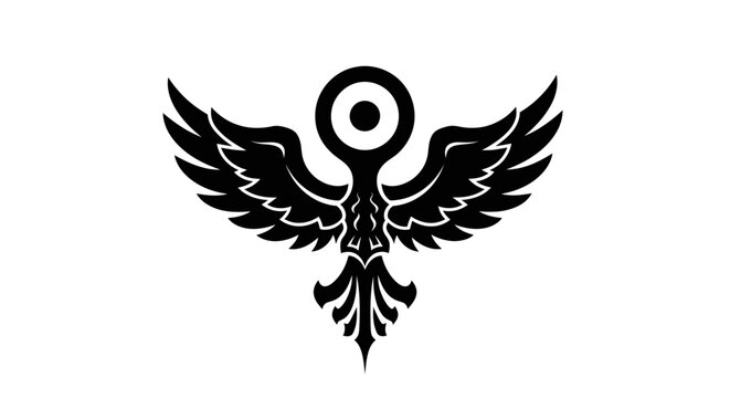 Black winged ankh logo icon isolated on white background