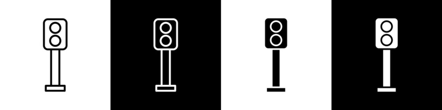 Traffic Light black and white icon design concept	
