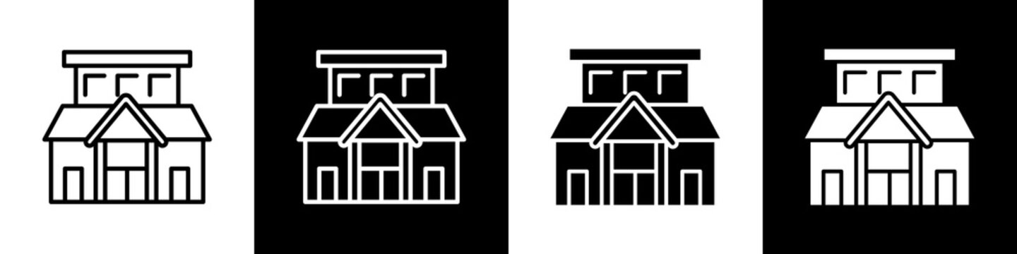 Train station black and white icon design concept	
