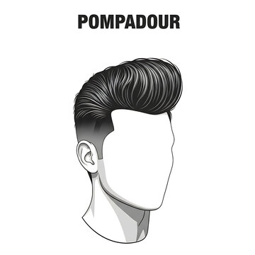 Vector illustration of a classic pompadour hairstyle with faded sides for men.