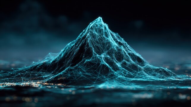 Abstract illustration of a mountain and network