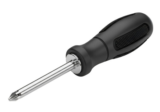 Phillips Head Screwdriver with Black Handle on white background , Isolated on Transparent Background, PNG, Generative AI 