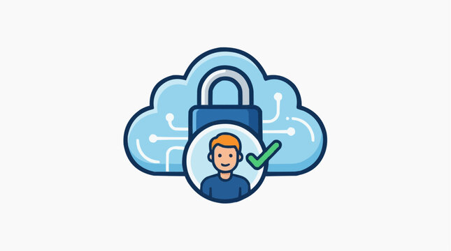 Cloud Security: A captivating visual metaphor depicting cloud security, showcasing a person, a cloud, and a padlock, all seamlessly interwoven to symbolize the safety of digital data.