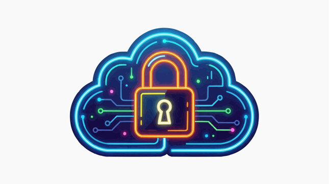 Cybersecurity Cloud Lock: An illustration showcasing a secure digital cloud, emphasized by a prominent lock, which symbolizes data protection and privacy in the virtual world. 