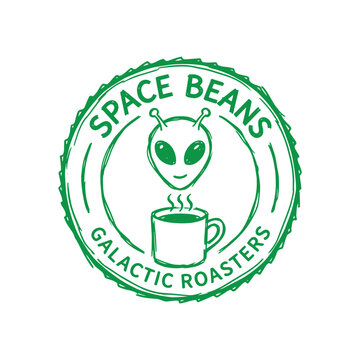 Coffee alien logo cosmic brew