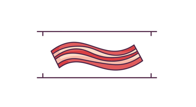 Crispy Bacon Strip Icon, Delicious Breakfast Food, Flat Design