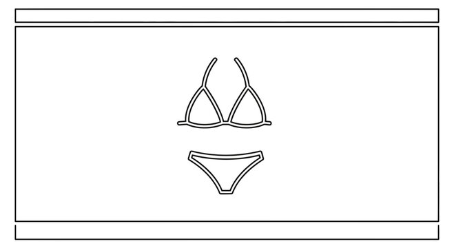 Bikini Outline Icon, Minimalist Swimwear Vector, Summer Beach Fashion Symbol