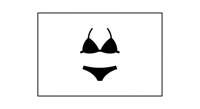 Black Bikini Swimwear Set Isolated on White Background, Minimalist Summer Fashion