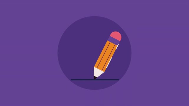 Animated pencil writing on line in circle, education concept, simple motion graphic footage.