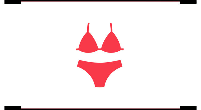 Red Bikini Icon - Minimalist Summer Beachwear Symbol