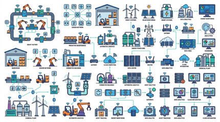 Industrial Automation and Smart Factory Technology Infographic. © Silah