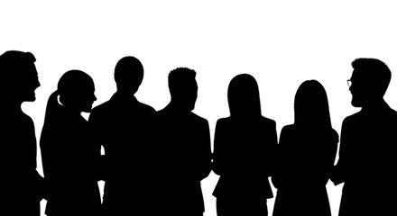 Obraz premium Silhouette of diverse group of people standing together isolated on transparent background, Vector
