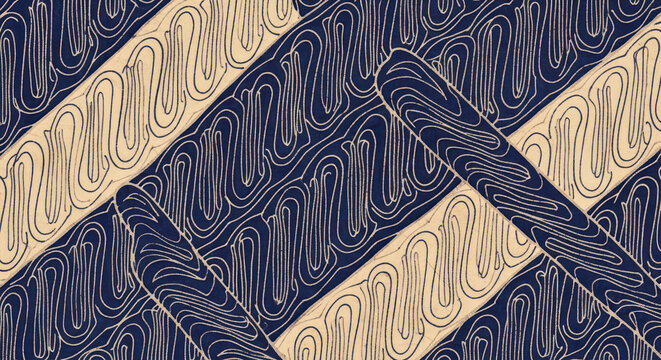 Vintage Batik Parang Motif with Wavy Lines Texture Pattern