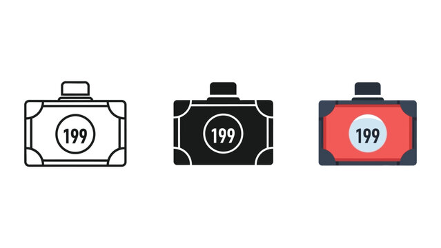 three retro suitcases with 1999 label flat design vector illustration