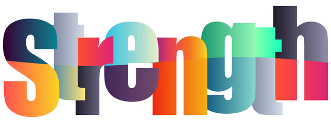 Colorful gradient typography word strength isolated design element © Gullaa