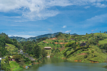 Naklejka premium Landscape of the Guatapé dam in Antioquia