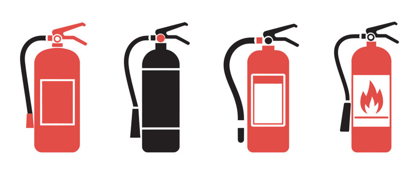 Fire Extinguisher Icon Vector Illustration, Featuring Fire Safety Equipment for Emergency Signage and Workplace Hazard Protection.