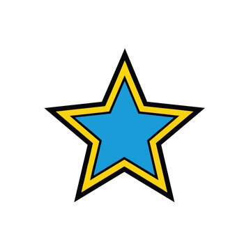 A single five pointed star icon with blue center and yellow outline.
