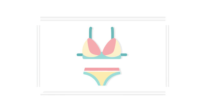 Pastel Bikini Icon - Summer Beachwear and Swimsuit Vector Illustration