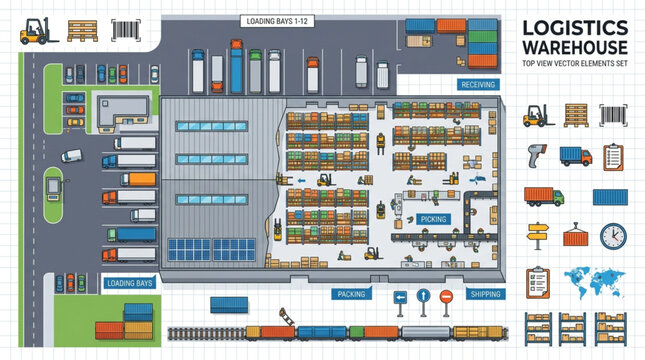 Logistics warehouse layout design plan.