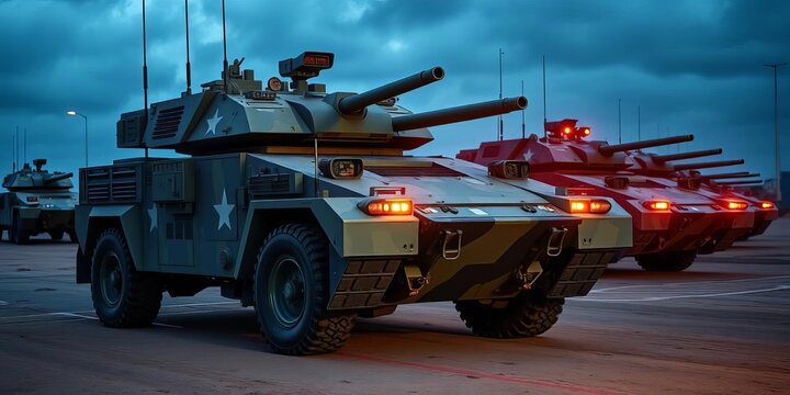 Modern armored infantry fighting vehicle on a military base, battle, defense equipment