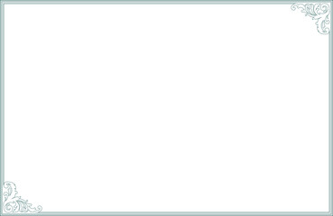 Obraz premium Elements of vintage frames. Border green on white, two corners classic swirls, floral motifs. Design print for greeting cards, wedding invitations, restaurant menu, royal certificates. Set 216 
