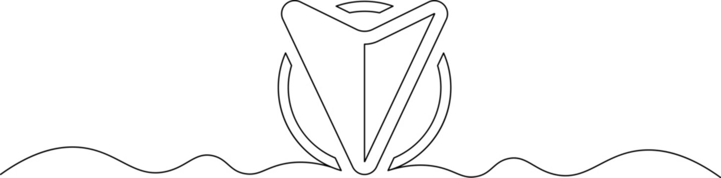 A minimalist line drawing of a sailboat on calm waters