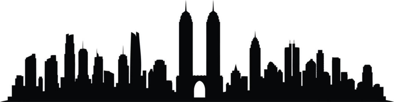 City skyline silhouette with tall buildings and skyscrapers  urban landscape