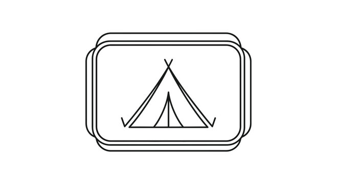 Minimalist Tent Icon on Rounded Rectangle Background, Camping Symbol, Outdoor Adventure Graphic