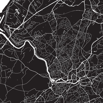 Bristol UK Vector Map, Detailed City Street Map Black and White Minimalist Line Art
