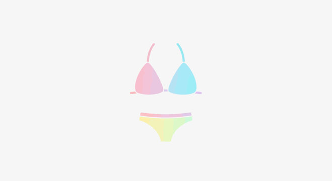 Pastel Rainbow Bikini Icon, Minimalist Summer Swimwear Vector Graphic