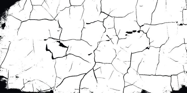 Detailed Transparent Vector Overlay of Cracks and Distressed Lines &ndash; Grunge Texture Inspired by Dried Earth Surfaces for Design 