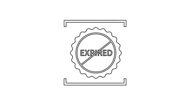 Expired Stamp Icon with Red Diagonal Line, No Entry Symbol, Isolated on White Background