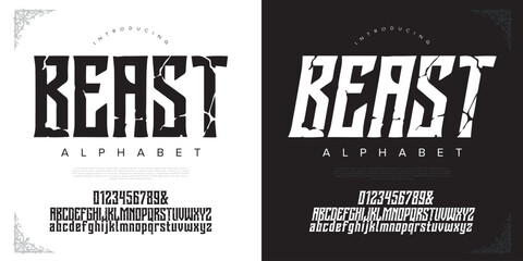 Beast Strong Crack Stone Alphabet Font with Bold Heavy Display Style for Gym and Sports © happy