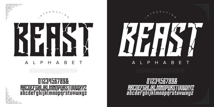 Beast Strong Crack Stone Alphabet Font with Bold Heavy Display Style for Gym and Sports