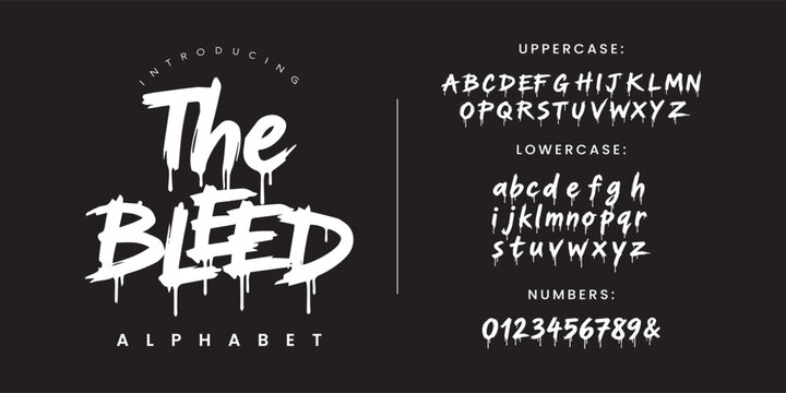 The Bleed Scary Blood Drip Alphabet Font with Grunge Brush Style for Halloween Party Poster