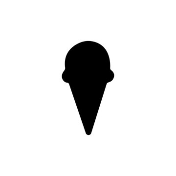 The image depicts a minimalist black icon of a scoop of ice cream in a